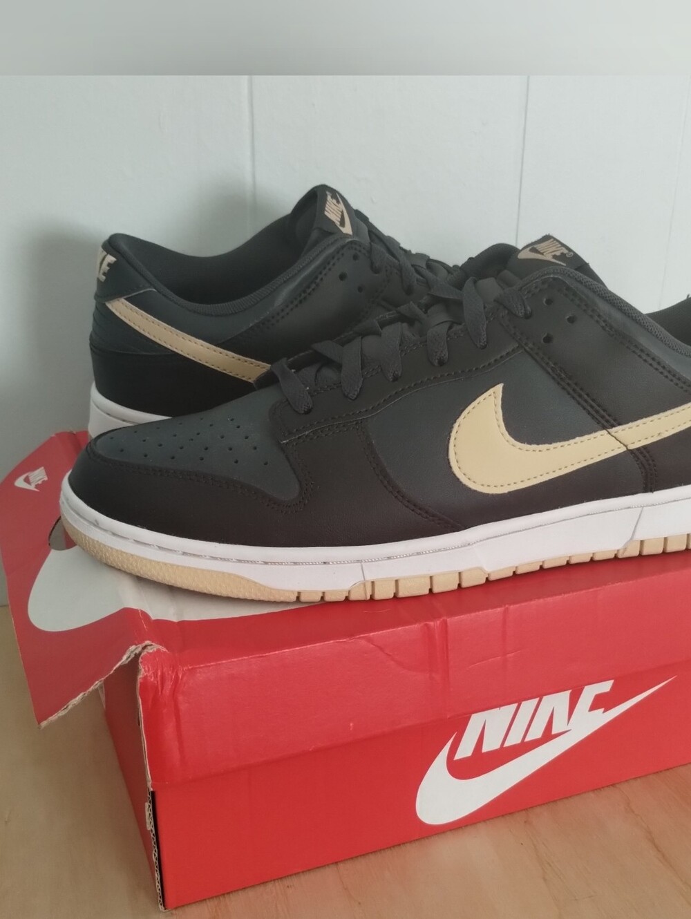Nike Dunk Low Black Sesame with Cream Swoosh Tan Dunks